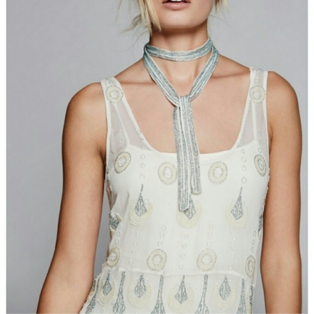 NWT FREE PEOPLE DREAMY BEADED MINI DRESS - Picture 2 of 5